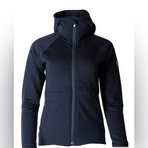 Kitsbow Galena Merino Hoodie, Women’s zip-up, size small. Navy. Zipped pockets.